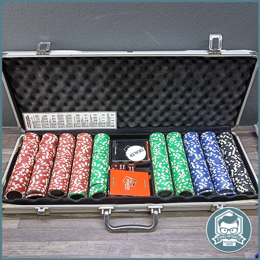 Large Metal Cased 500pc Poker Game and Poker Chips Set