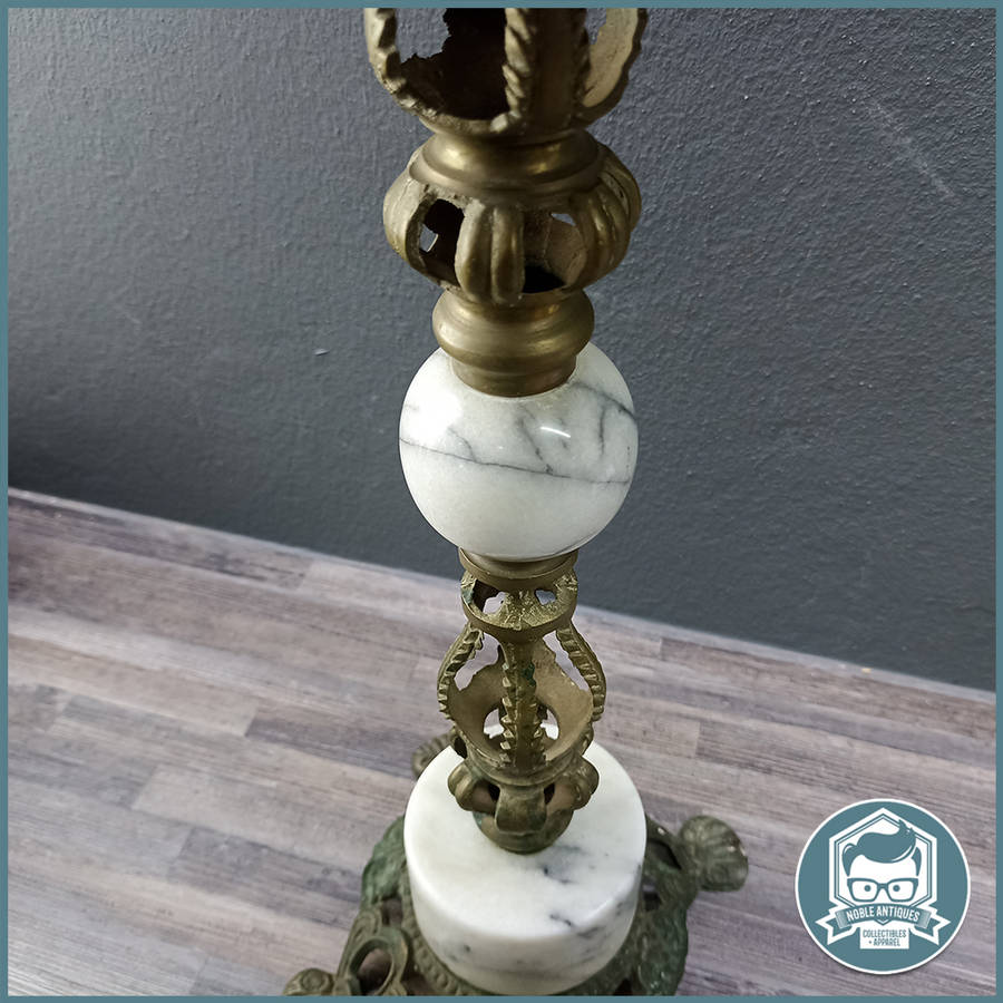 Vintage Onyx Marble and Decorative Brass Side Table