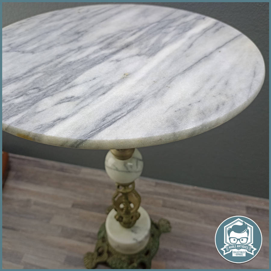 Vintage Onyx Marble and Decorative Brass Side Table