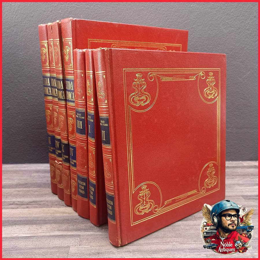 Vintage Foiled and Amazing Illustrated Italian Medical Encyclopedia Collection