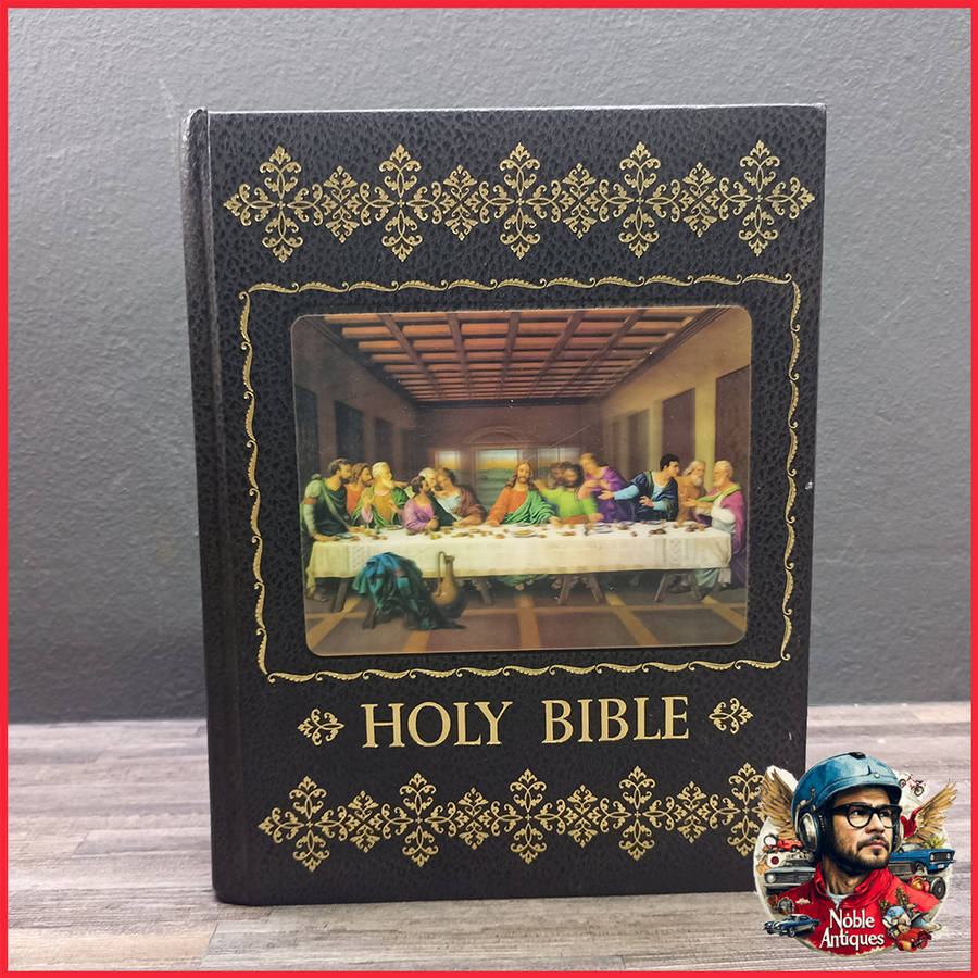 Large Ornate Black and Gold Foil The Holy Family Bible