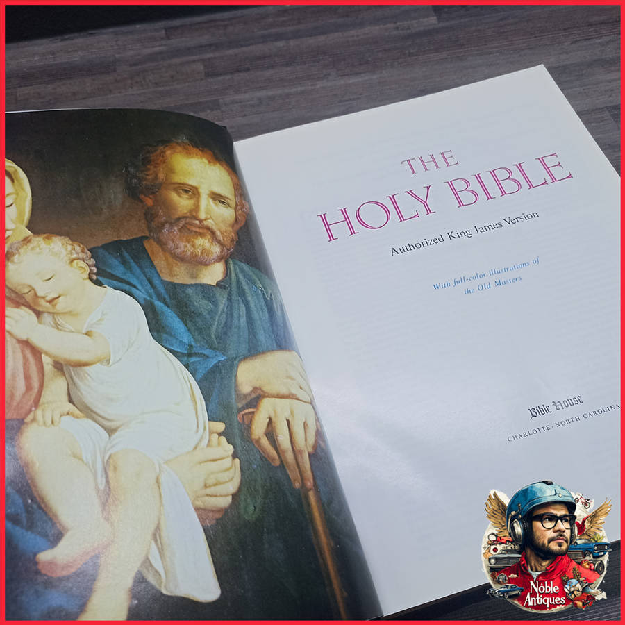 Large Ornate Black and Gold Foil The Holy Family Bible