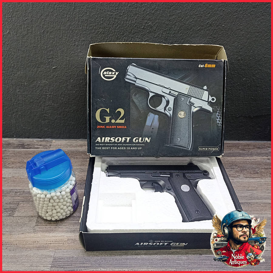 Two Boxed Black Full Metal Airsoft Pistols, Working