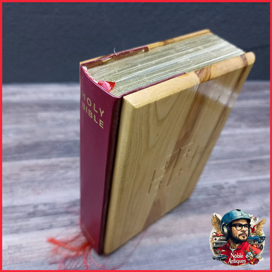 Original Holy Bible with Olive Wood Cover from Jerusalem