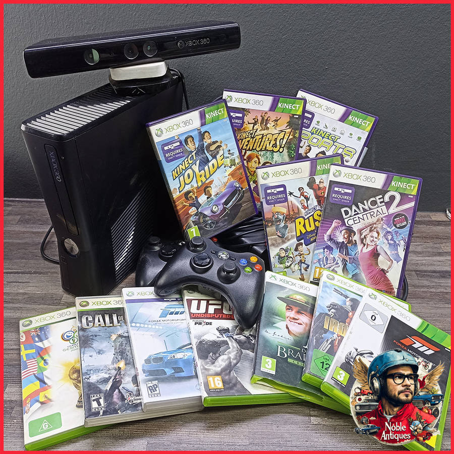 Large Working Microsoft Xbox 360 Kinect Console and Games Collection