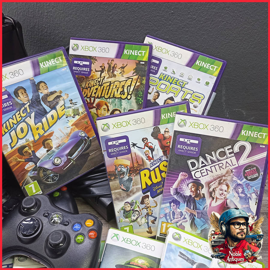 Large Working Microsoft Xbox 360 Kinect Console and Games Collection