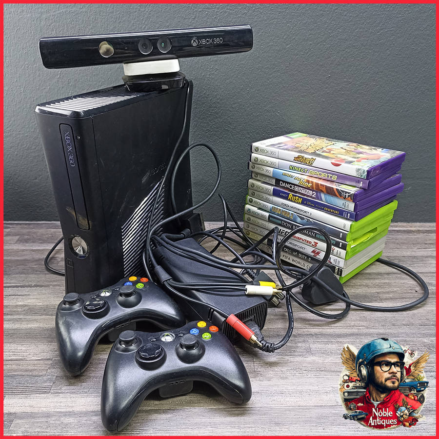 Large Working Microsoft Xbox 360 Kinect Console and Games Collection