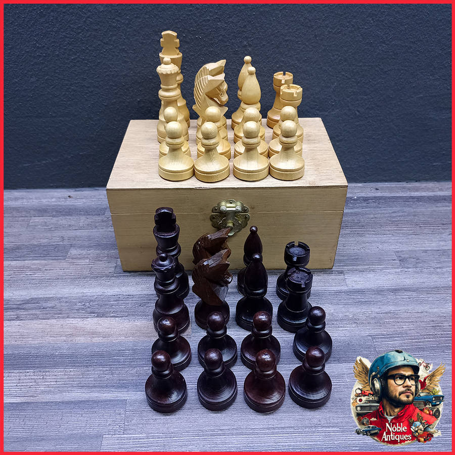 Original Wood Boxed Hand Crafted Wood Chess Set