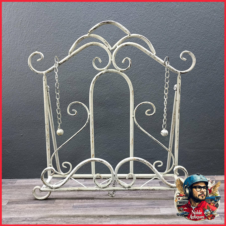 Vintage White Metal Book Stand