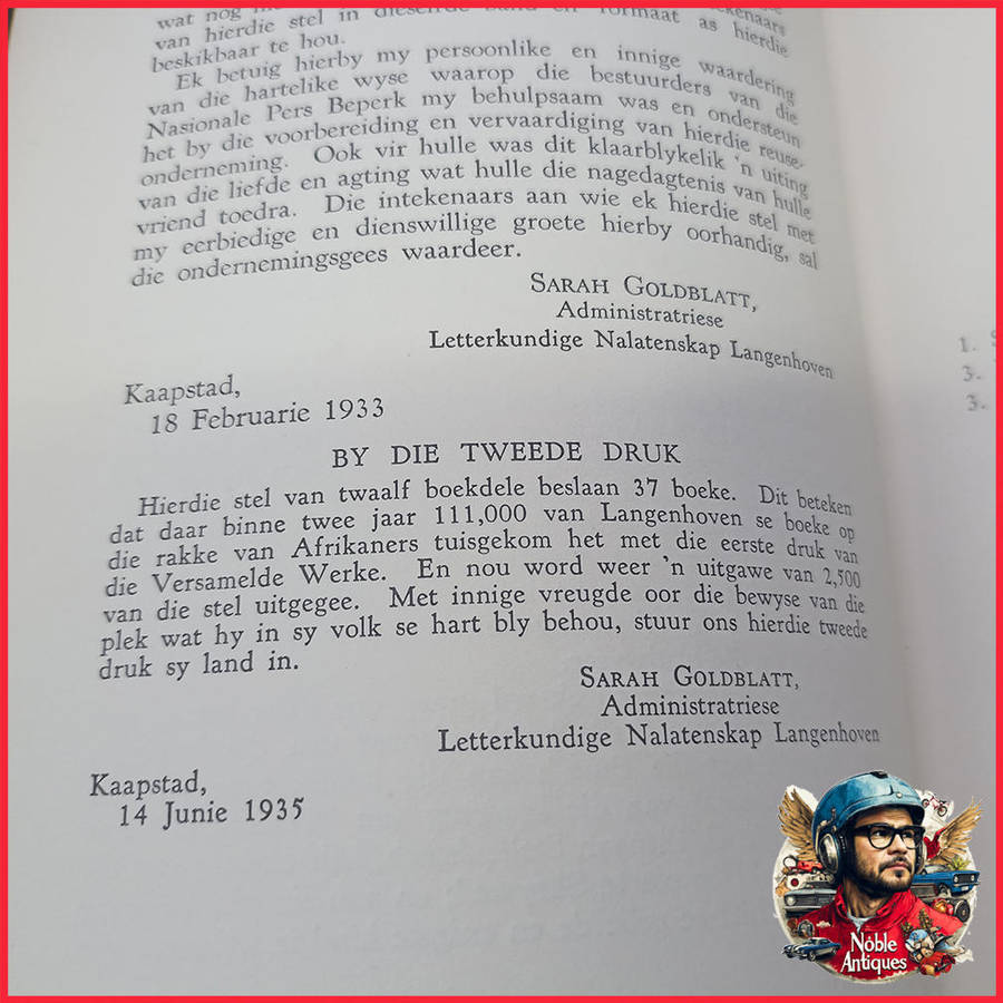 1935 Set of 12 Versamelde Werke van CJ Langenhoven