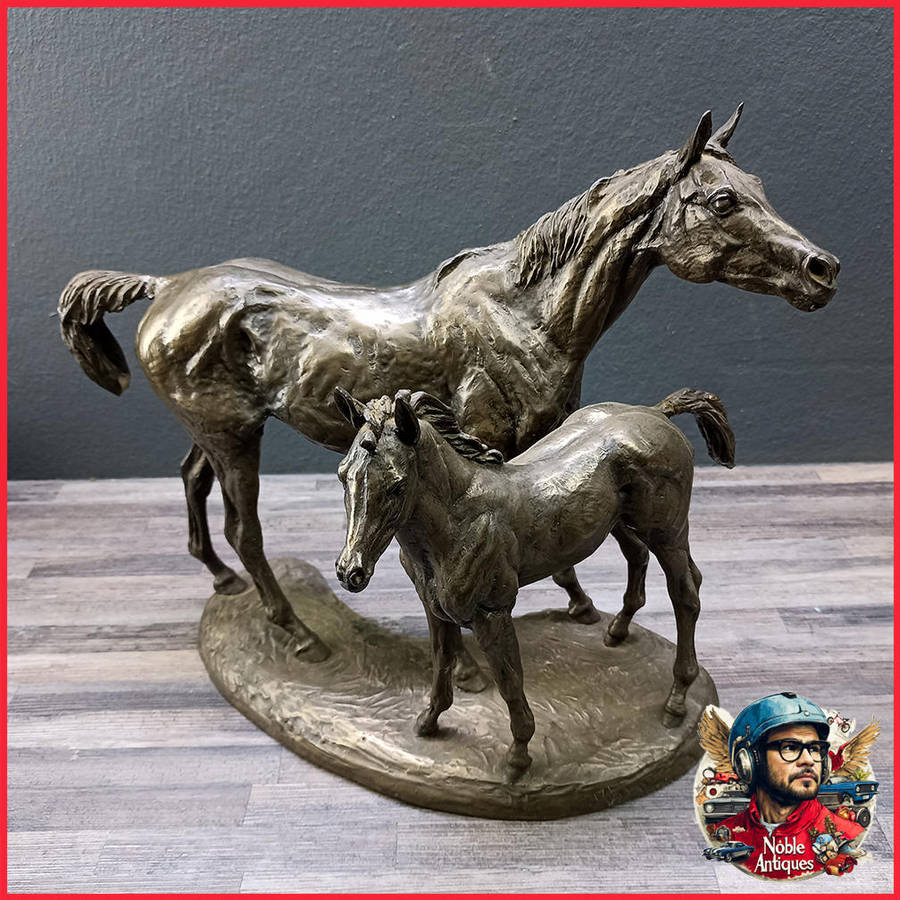 AMY OXENBOULD - Race Horse and Foal Signed & Numbered 171/350 Patinated Bronze