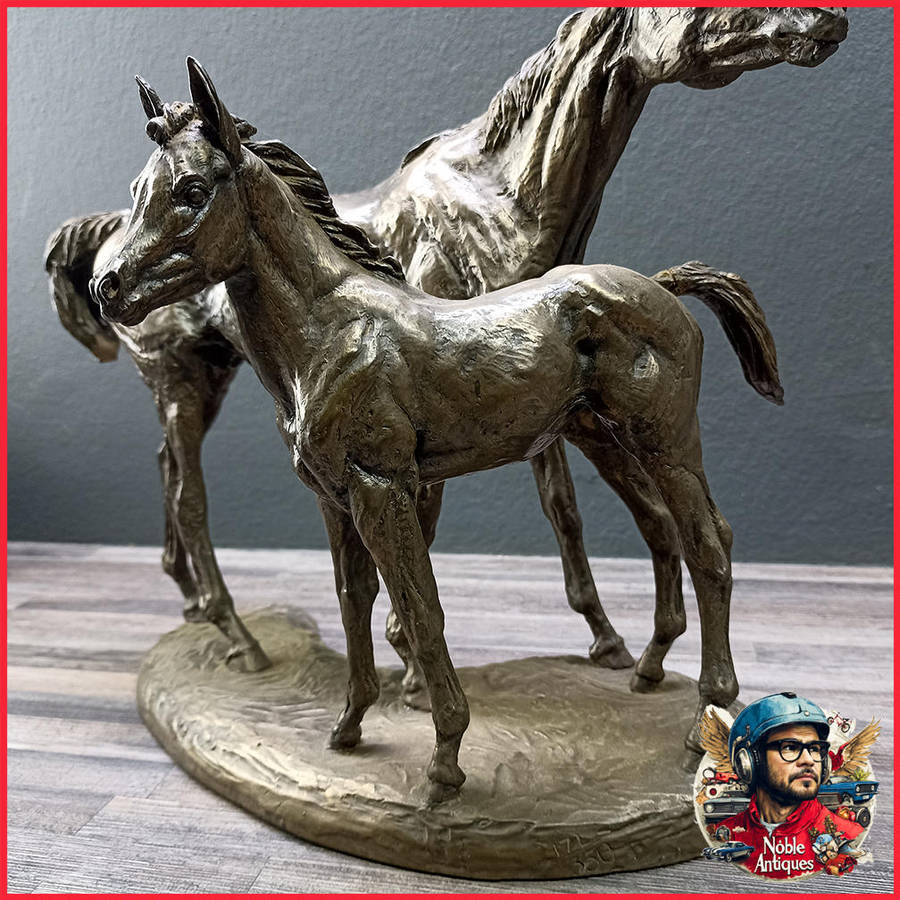 AMY OXENBOULD - Race Horse and Foal Signed & Numbered 171/350 Patinated Bronze