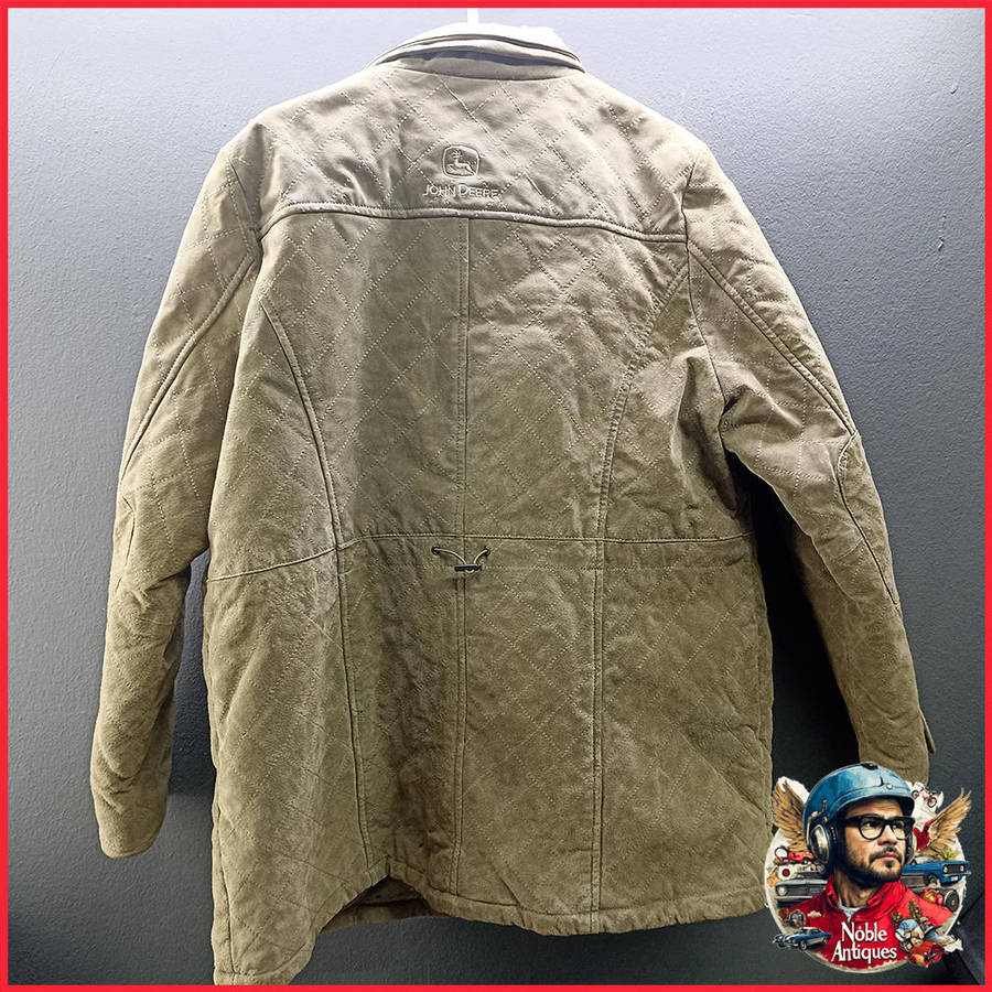 John Deere Ladies Leather Jacket - Dark Khaki Large