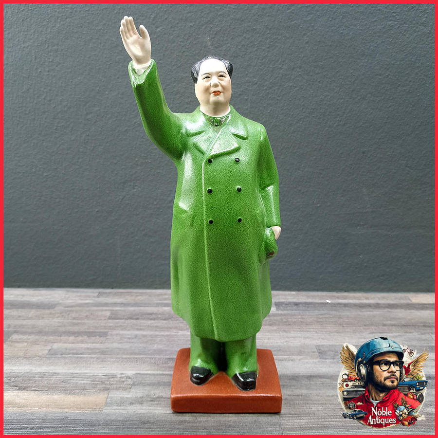 A Genuine Period 1960's Chairman Mao 30cm Glazed Porcelain Sculpture