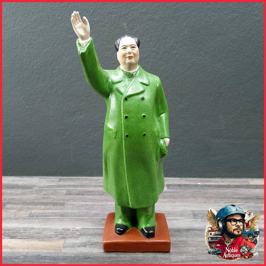 A Genuine Period 1960's Chairman Mao 30cm Glazed Porcelain Sculpture
