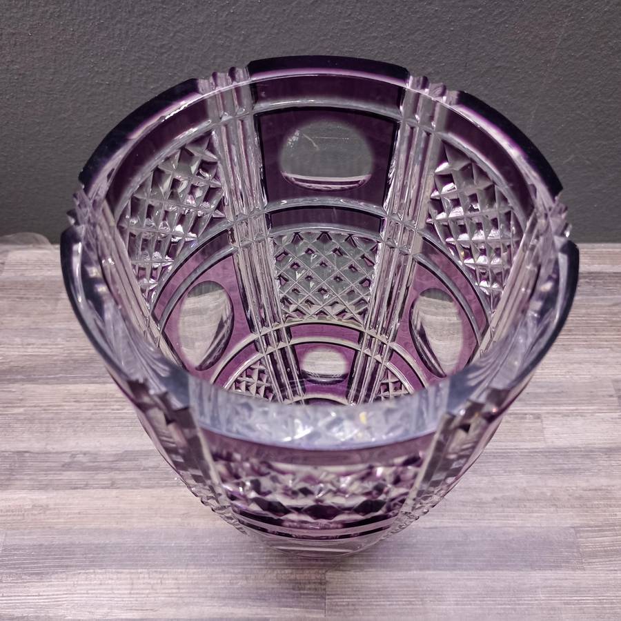 Spectacular Large Amethyst Cut Christal Vase