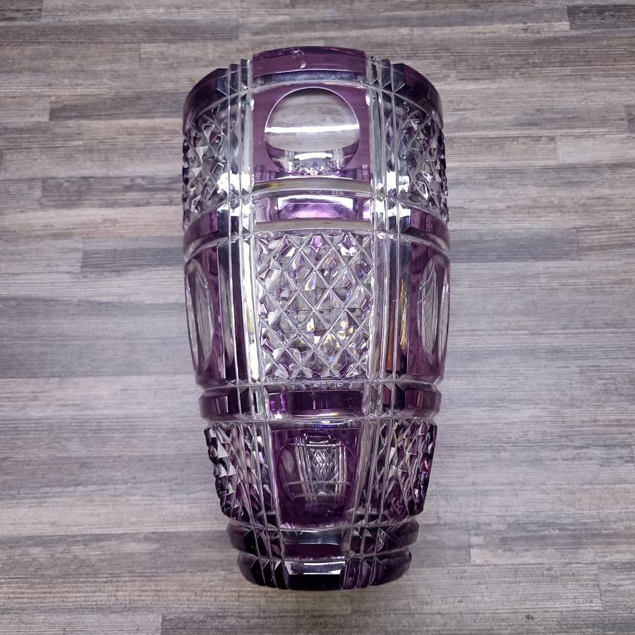 Spectacular Large Amethyst Cut Christal Vase