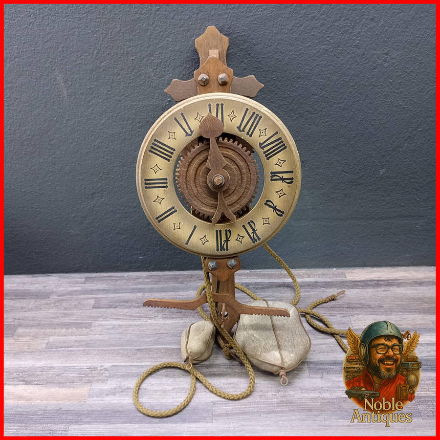Antique  Wooden Gear Clock, Germany, Medieval, Weighted Not Tested