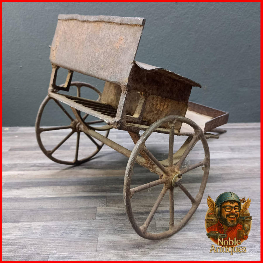 Large Antique Primitive Wheel Metal Wagon Child Toy