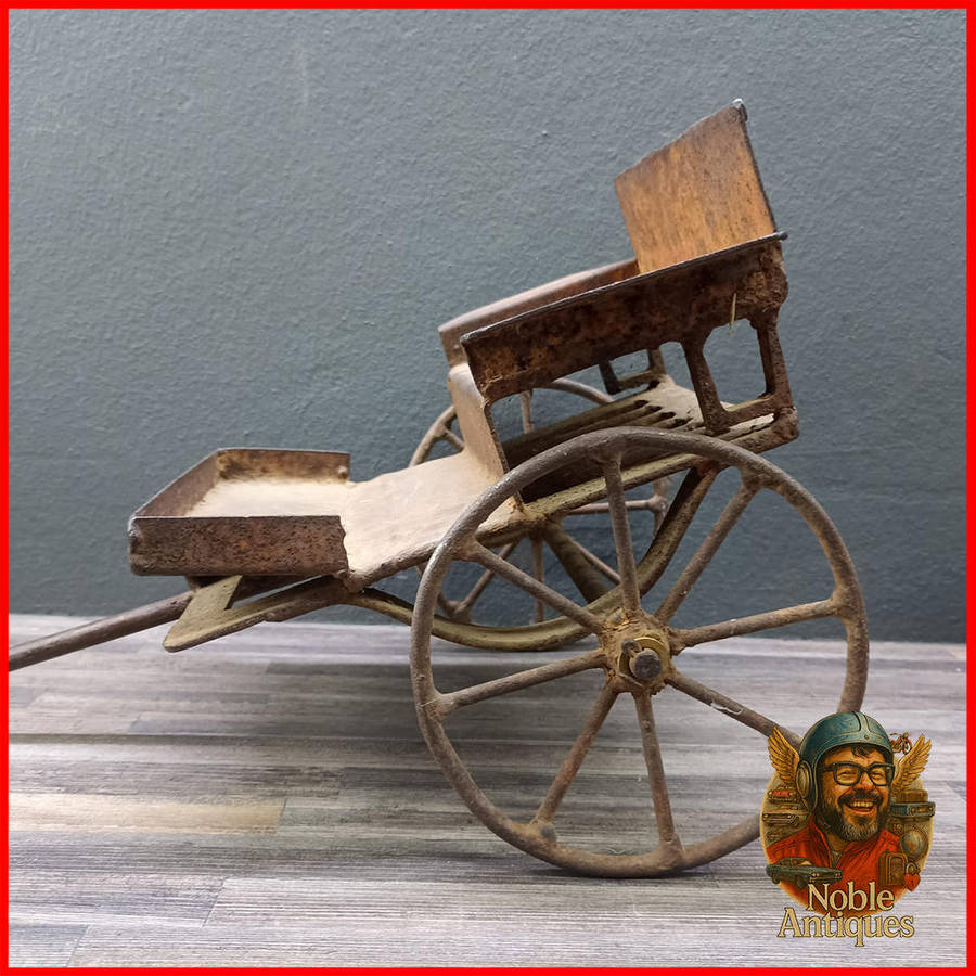 Large Antique Primitive Wheel Metal Wagon Child Toy