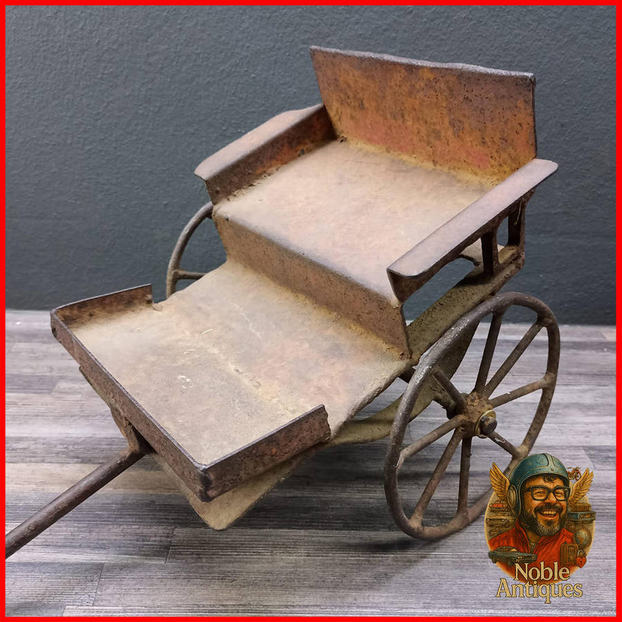 Large Antique Primitive Wheel Metal Wagon Child Toy