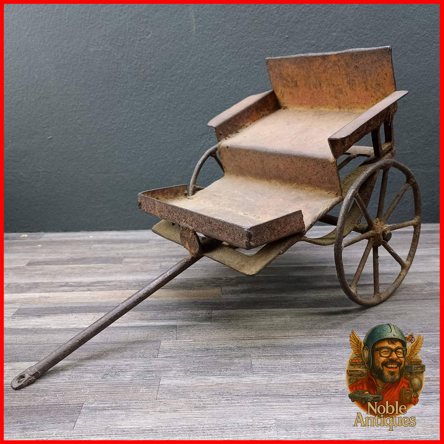 Large Antique Primitive Wheel Metal Wagon Child Toy