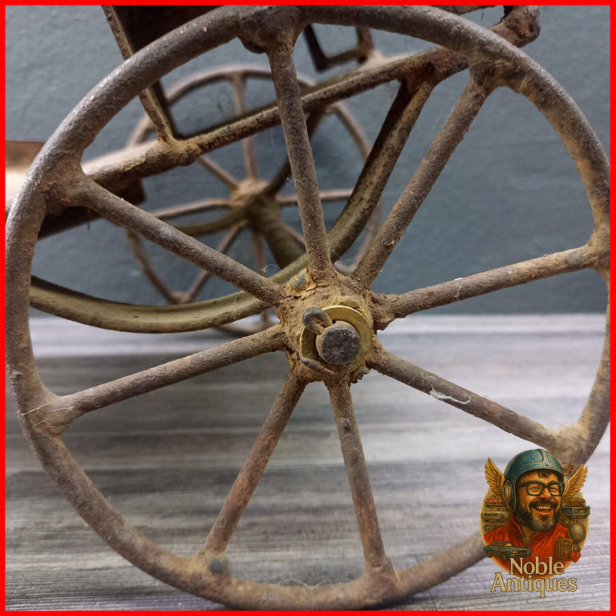 Large Antique Primitive Wheel Metal Wagon Child Toy