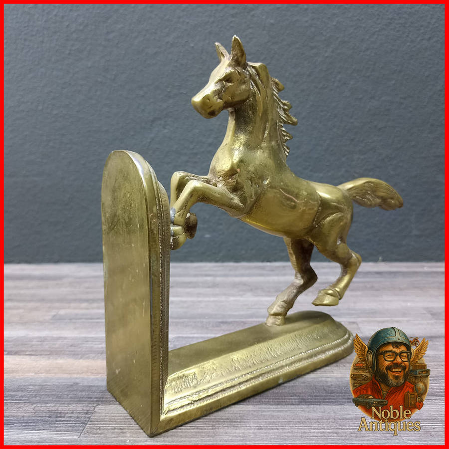 Vintage Brass Rearing Horse Stallion Bookend