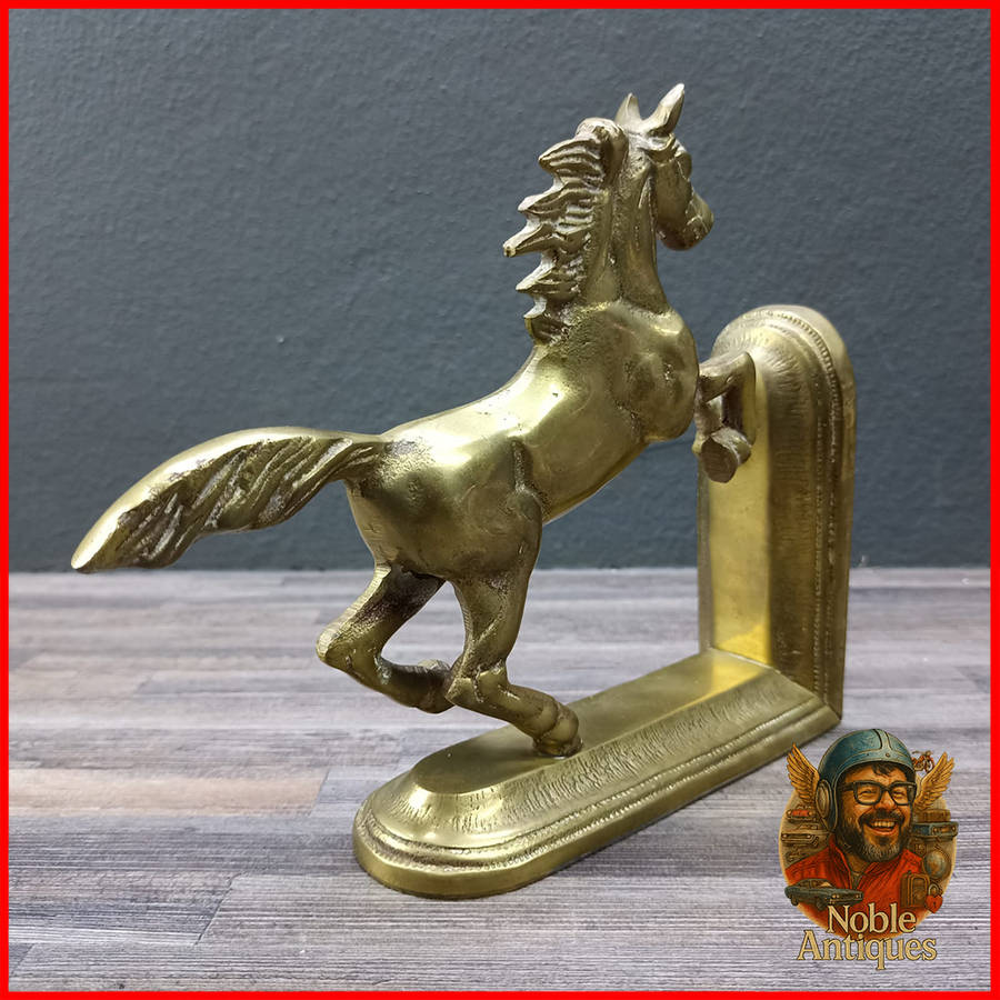 Vintage Brass Rearing Horse Stallion Bookend