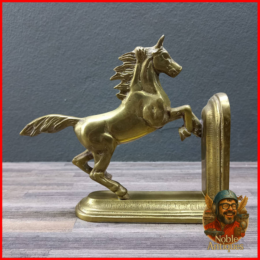 Vintage Brass Rearing Horse Stallion Bookend