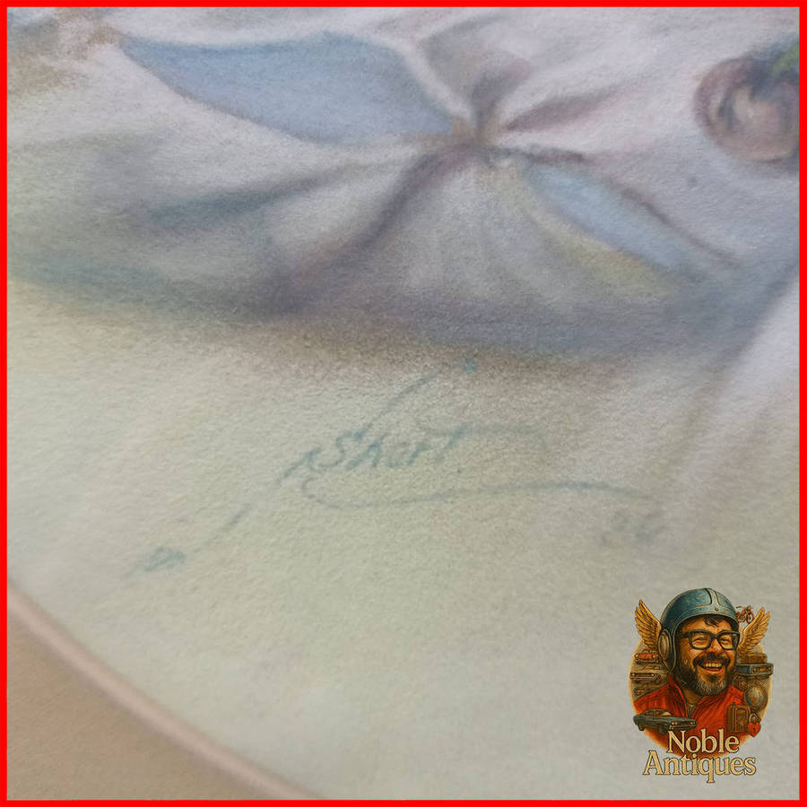 Original Framed Baby Sleeping Pastel 1930s Framed