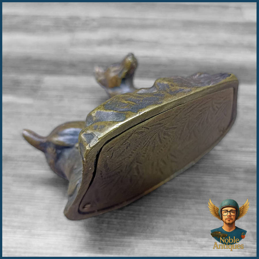 Vintage Bronze Paperweight Sculpture of a Reclining Dog