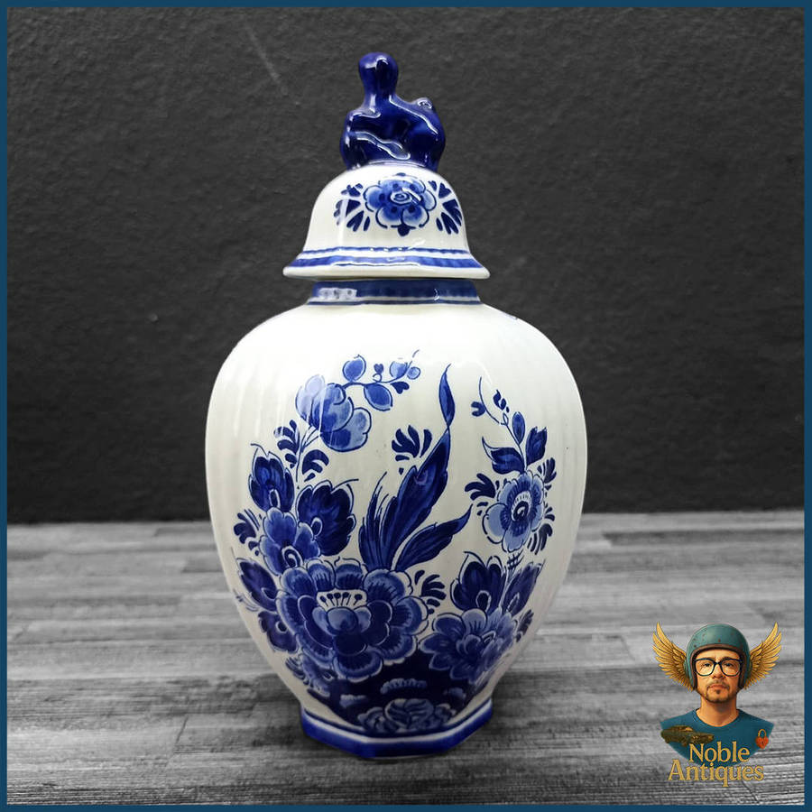 Vintage Royal Delft Blue and White Porcelain Delftware ginger jar