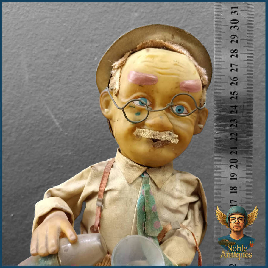 1960s Charley Weaver Bartender battery-operated tin toy Rosko Toys in Japan