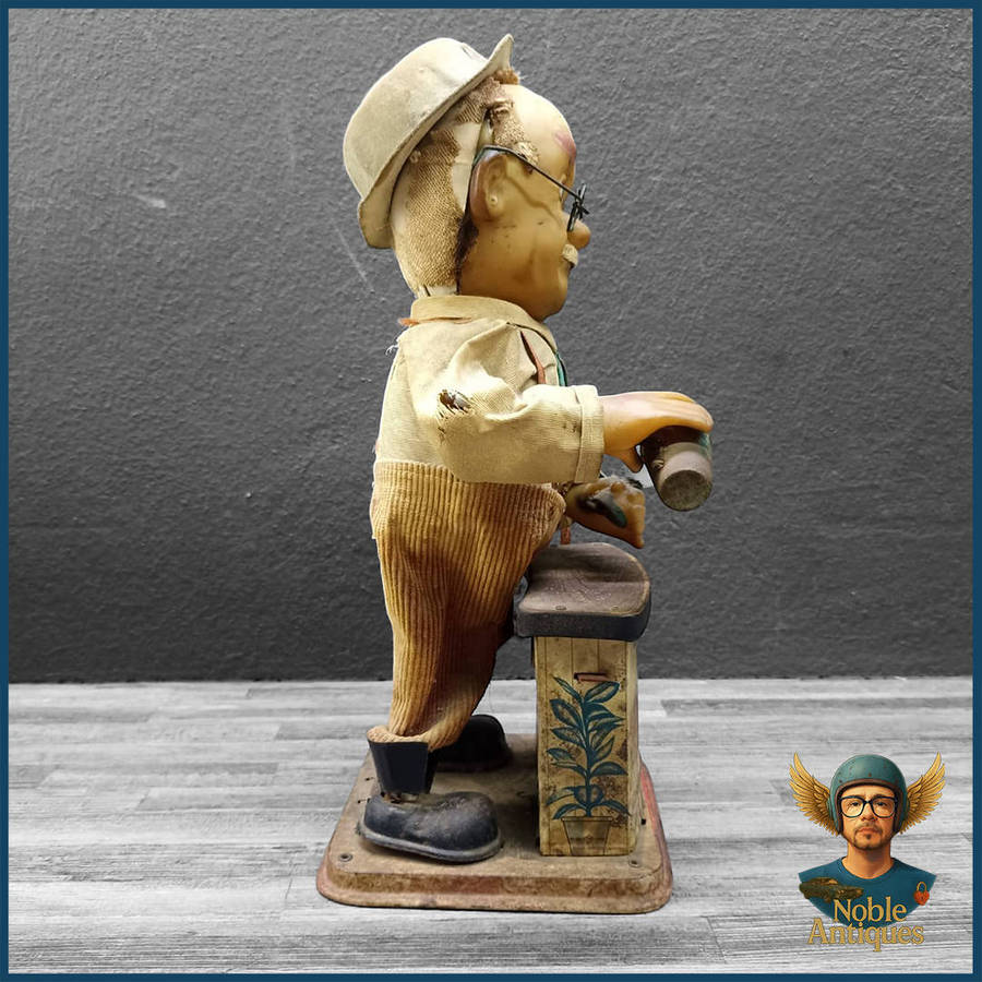 1960s Charley Weaver Bartender battery-operated tin toy Rosko Toys in Japan