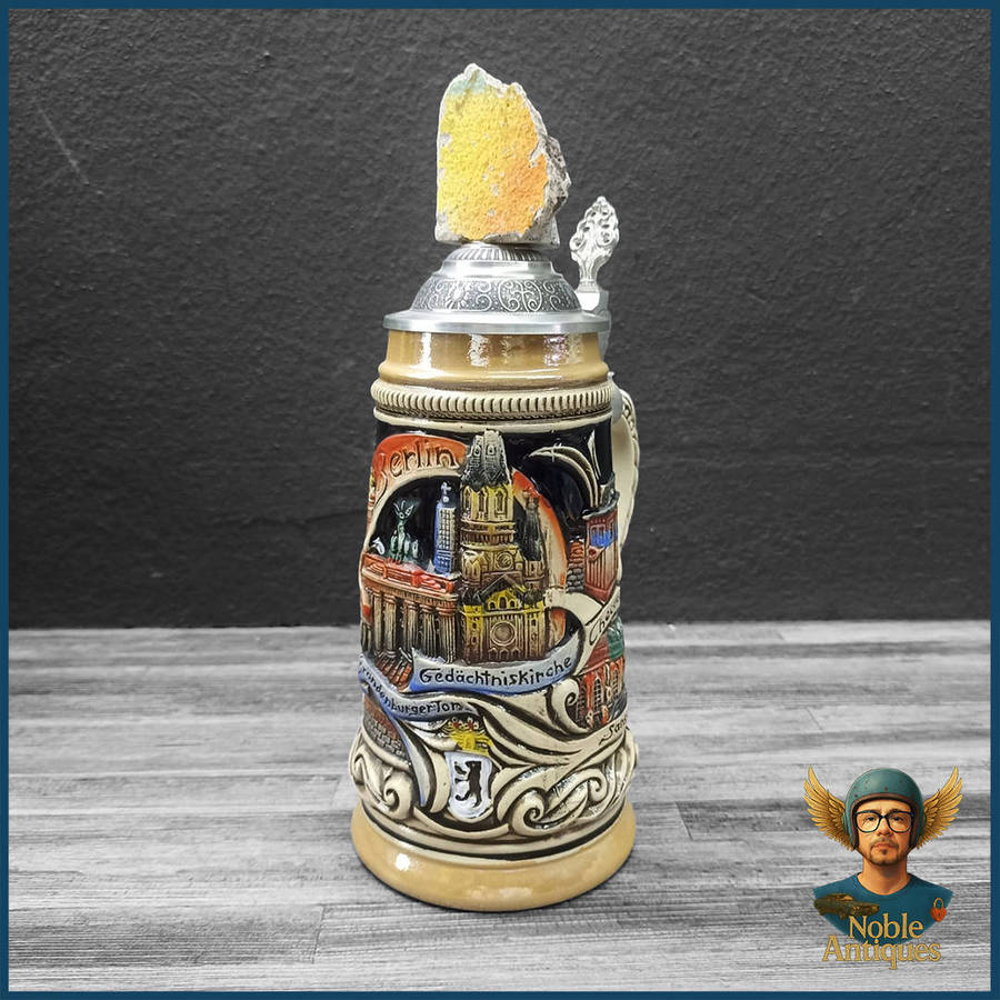 Zoeller & Born German Beer Stein featuring Berlin landmarks and Berlin Wall Piece