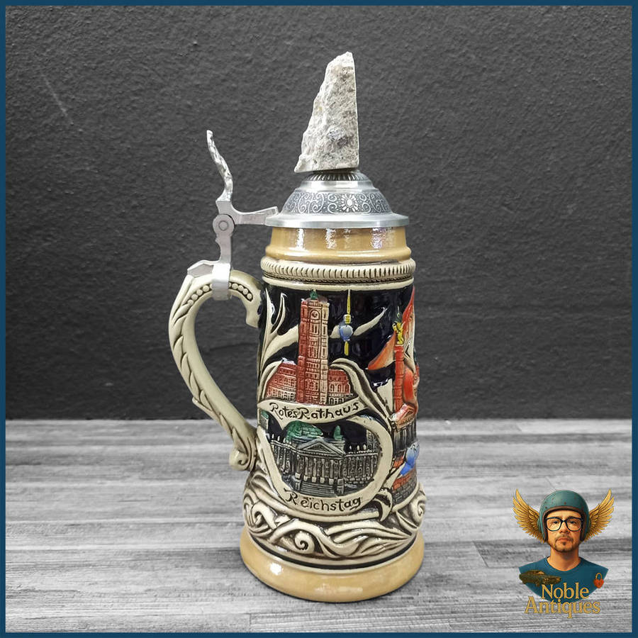 Zoeller & Born German Beer Stein featuring Berlin landmarks and Berlin Wall Piece