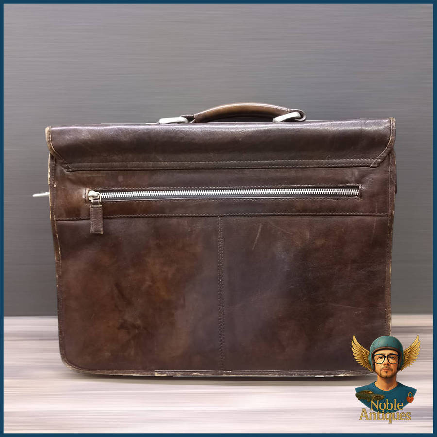 Vintage Genuine Leather Mens Front Lock Business Case Brown