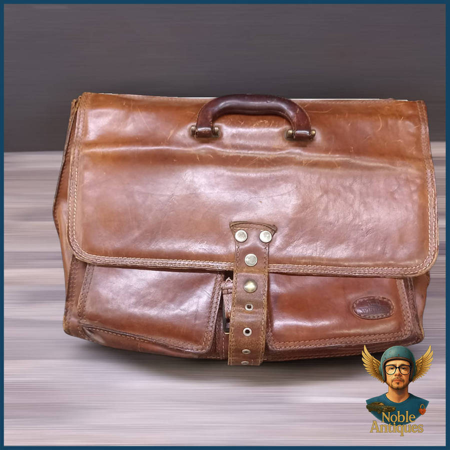 Vintage WINDSOR Genuine Leather Mens Front Lock Business Case Brown