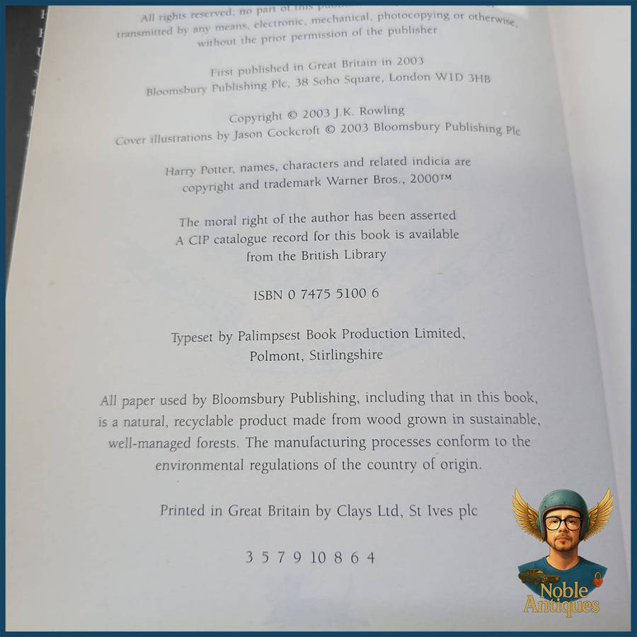 First Edition Hard Cover Harry Potter and the Order of the Phoenix by J.K. Rowling