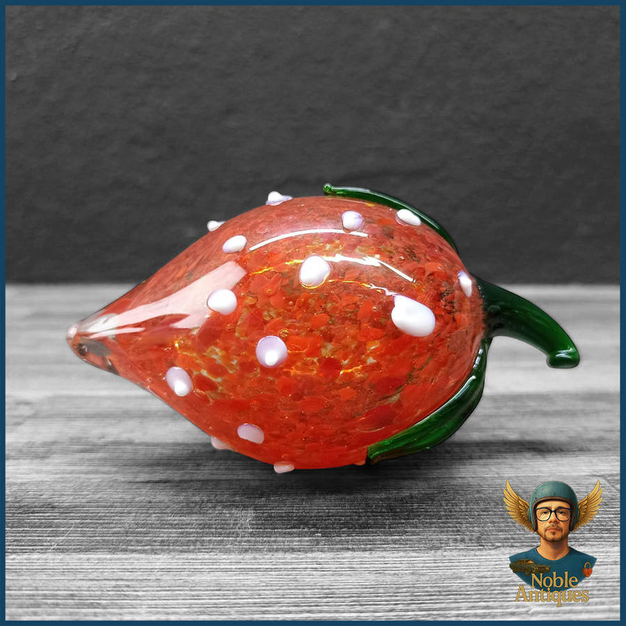 Vintage Hand-Blown Glass strawberry Paperweight