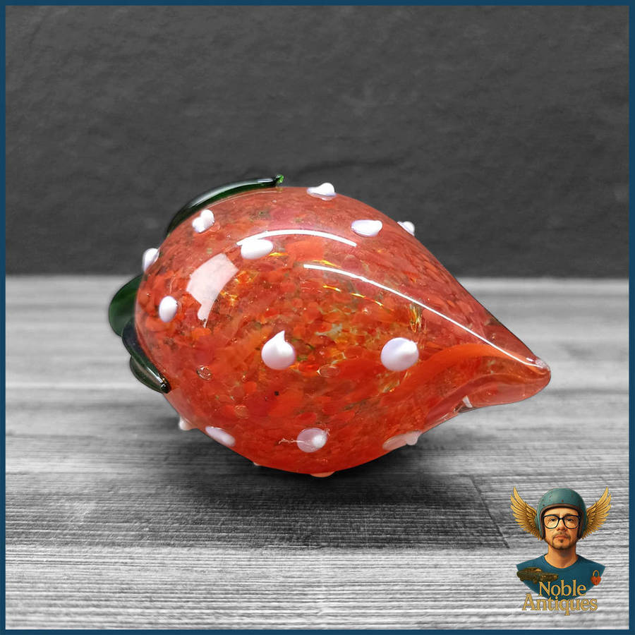 Vintage Hand-Blown Glass strawberry Paperweight