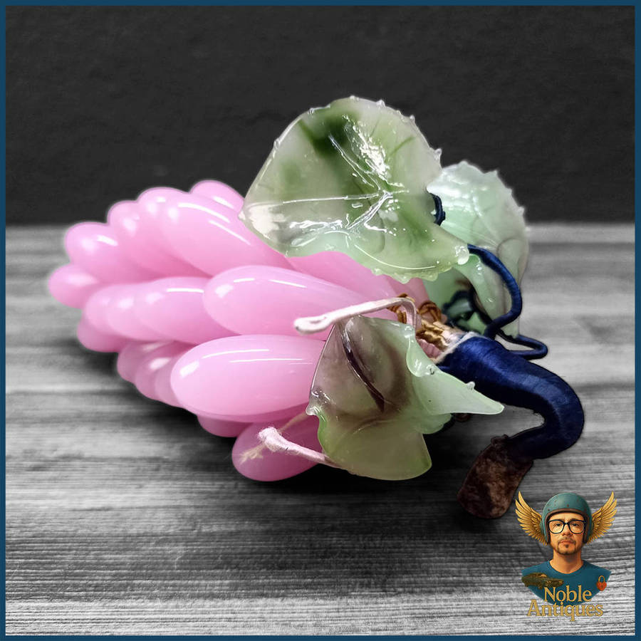 Vintage Venetian Murano Jade Glass Rose Pink Longform Grapes