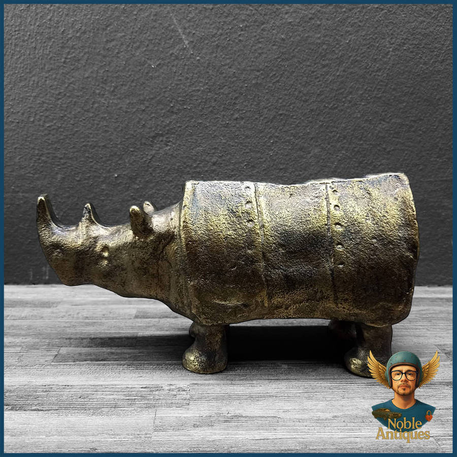Cast Bronze Rhinoceros Sculpture