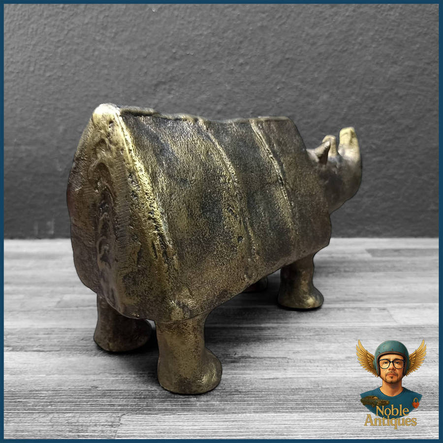 Cast Bronze Rhinoceros Sculpture