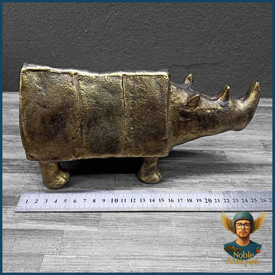 Cast Bronze Rhinoceros Sculpture