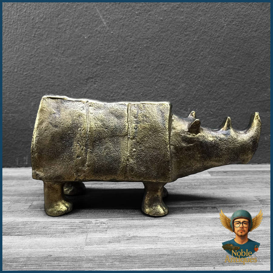 Cast Bronze Rhinoceros Sculpture
