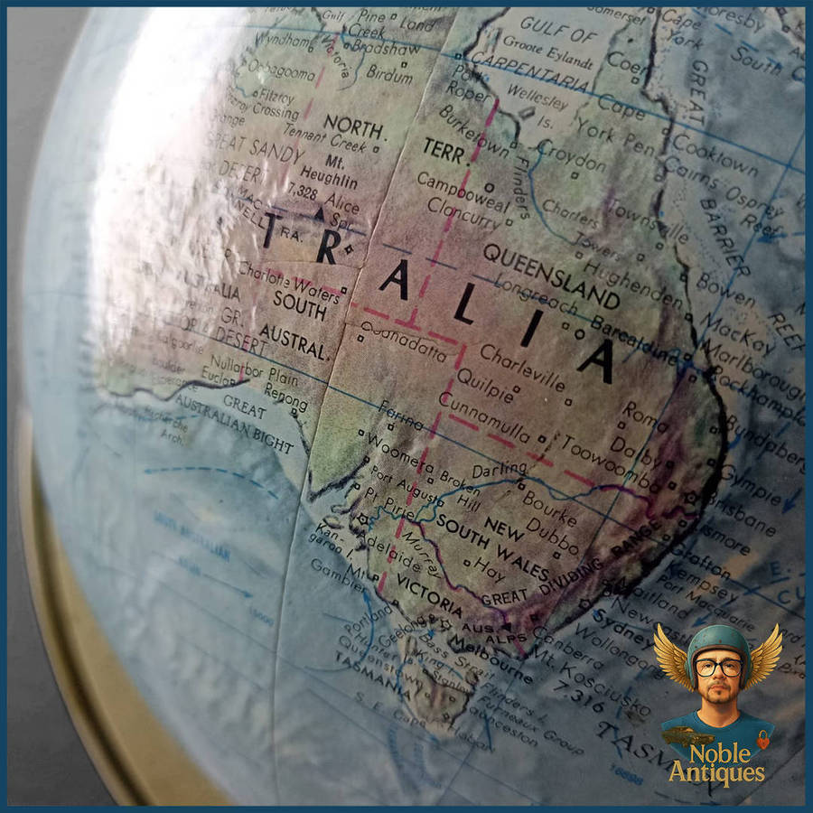 Large Vintage Raised Reader's Digest Great World Globe on Metal Frame and Wood Base