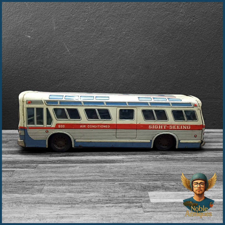Large Vintage 1960's Japanese Litho Tin Toy Bus 40cm