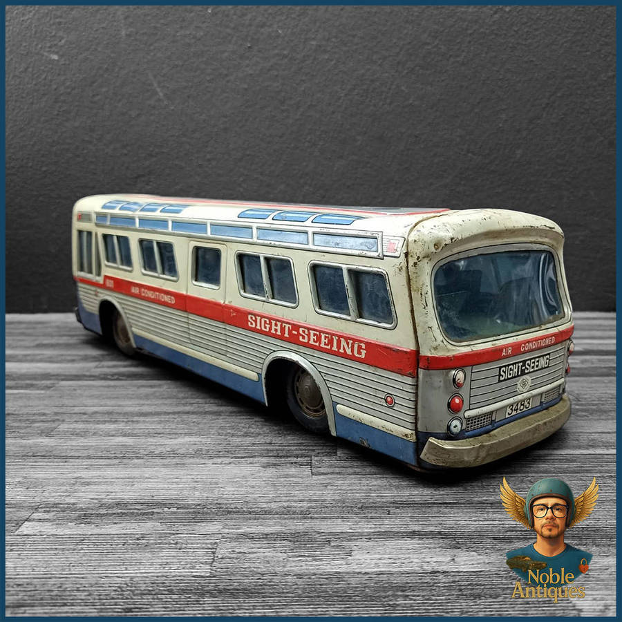 Large Vintage 1960's Japanese Litho Tin Toy Bus 40cm